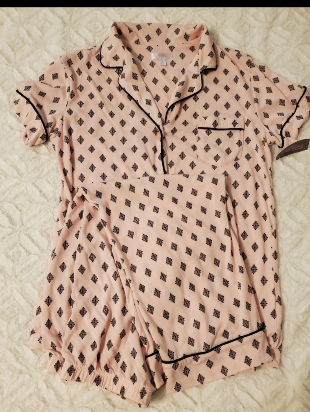 New Womens M Pajamas w/ Capri Pants Pink / Black